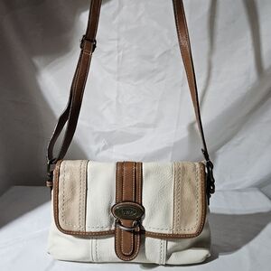 B.O.C. Beige And Brown Shoulder Bag Purse Crossbody